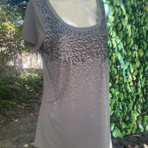Coldwater Creek Gray Sequin Blouse